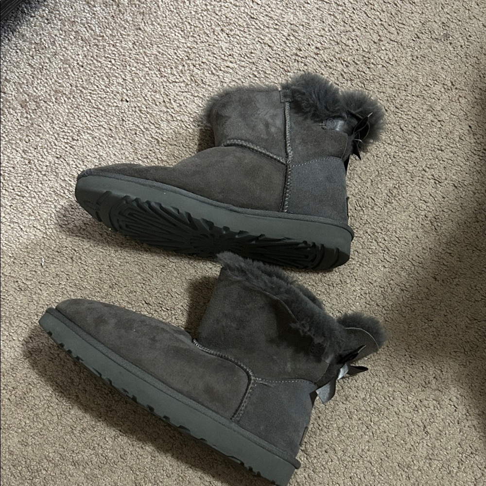 UGG Charcoal Fur-Lined Winter Boots
